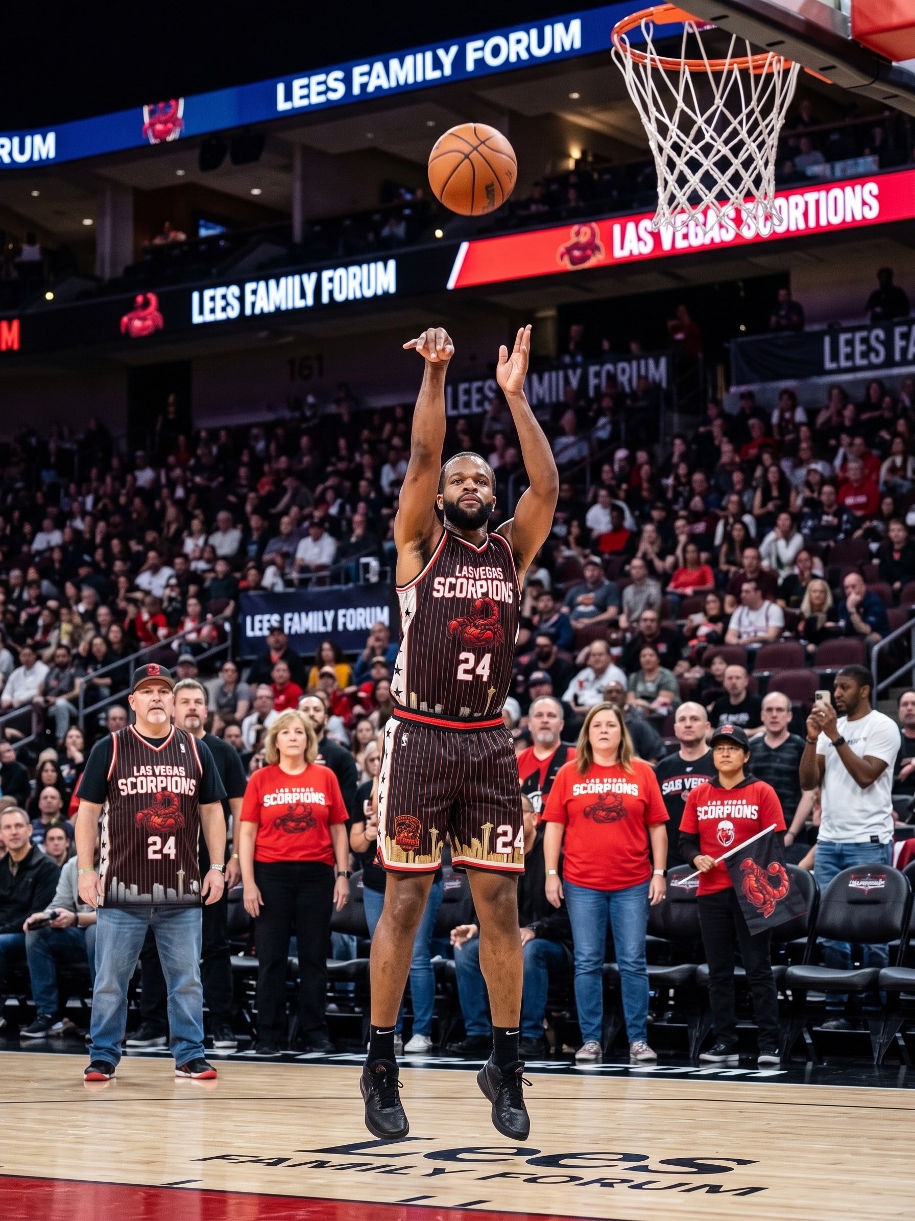 Las Vegas Scorpions player shooting at Lees Family Forum