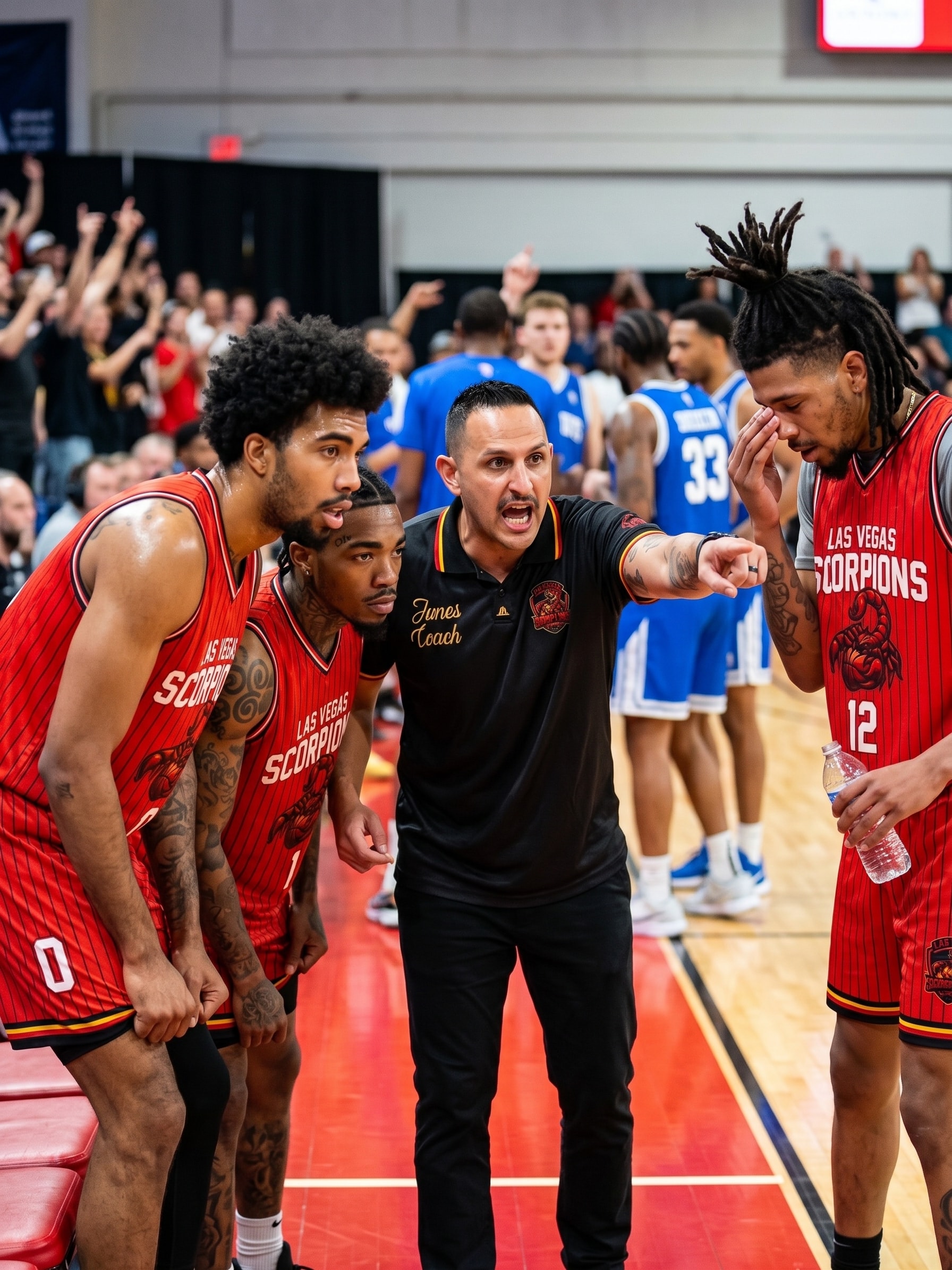 Coach James Gonzales drawing up a play — Las Vegas Scorpions
